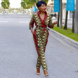 Sexy robe africaine 2020 nuevos vestidos africanos para mujeres hombro fuera dashiki estampado moda cuello en v mono más damas clothes306Z