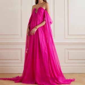 Sexy roze avond optochtjurk 2024 Sweetheart mouwloze chiffon long dames prom formal jurken vestidos de feast robe de soiree