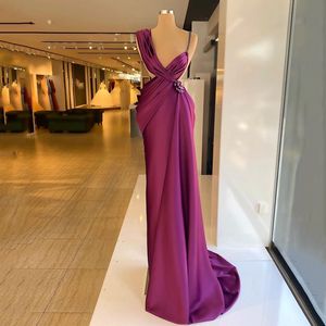 Sexy Satijn Avondjurk 2022 Hollow Out Plooid Elegant Prom Jurken Kristallen Bloemen Dames Formele Wear Vestidos de Novia