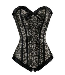 Lorgon gothique floral en satin sexy up up overbust corset bustier Trainer plus taille s6xl avec g string8449140