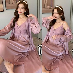 Robe satiné sexy set lady V-col