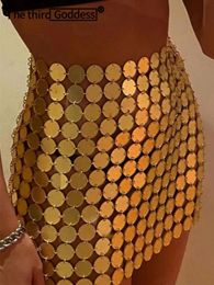 Mini jupe sexy transparente à paillettes métalliques pour femme, micro club, plage, fête, y2k, streetwear, tenue rave pour femme, 240112