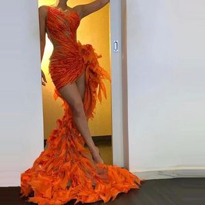 Sexy SeeThrough vestidos oranje prom jurken strakke pure sexy terug gewaden celebrity avondjurk zeemeermin partij jassen214Q