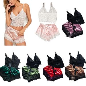 Sexy Set 1 Damesmode Casual Kant Nachtkleding Lingerie Tops Shorts Dames Erotische Babydoll Pyjama Nachtkleding Ondergoed 231211