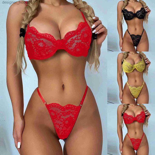 Ensemble sexy Ensemble de soutien-gorge 2 pièces Femmes Lingerie transparente Soutien-gorge sexy + culotte Dames Sous-vêtements sexy Soutien-gorge Ensembles brefs Sujetadores Ensembles brefs Q0706 L230918