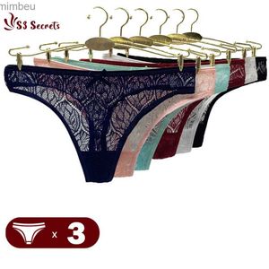 Sexy Set 3 pièces/ensemble Sexy maille G-String culotte creuse femmes sous-vêtements femme Transparent solide taille basse tongs filles respirant LingeriesL240122