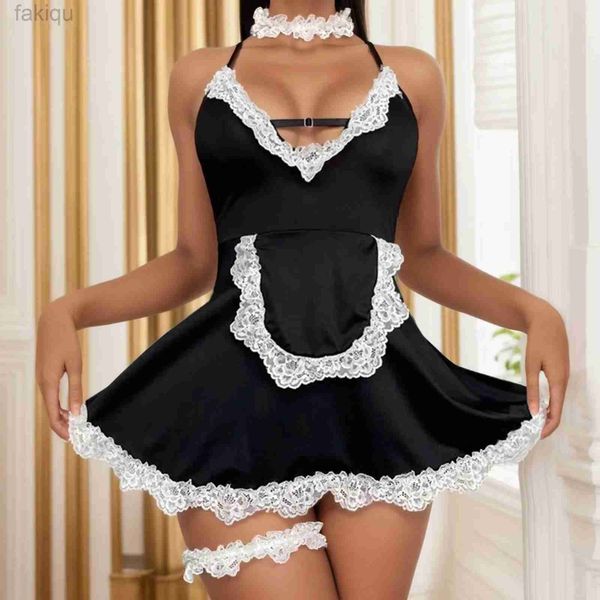 Ensemble Sexy, tablier, uniforme de demoiselle d'honneur, Costumes de Cosplay pour femmes, jeu de rôle porno, Lingerie érotique, dos nu, robe nuisette, ensemble exotique 24319