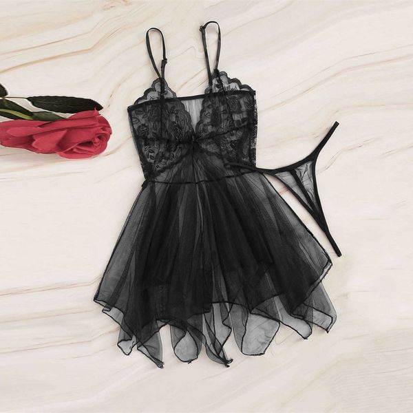 Sexy Set Babydoll Lenceria Sexi Femmes Sous-Vêtements De Nuit Dames Dentelle Perspective Belle Tulle Élégant Fantaisie Sexy Lingerie P230428