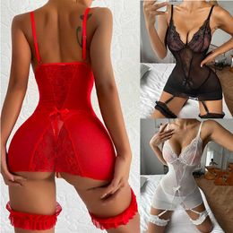 Ensemble Sexy body pour femme soutien-gorge ouvert sous-vêtements sans entrejambe Lingerie dentelle Lenceria érotique Mujer Sexi Costumes Y2302