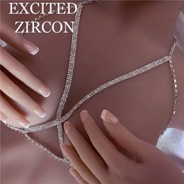 Ensemble Sexy soutien-gorge chaîne bijoux de plage corps brillant cristal goutte poitrine harnais Bikini bijoux 231219