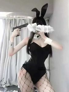 Set Sexy Bunny Cosplay Come Women Bodysuit Sexy Lingerie Kawaii Bunny Girl PU Faux Leather Rabbit Traje de anime T240513