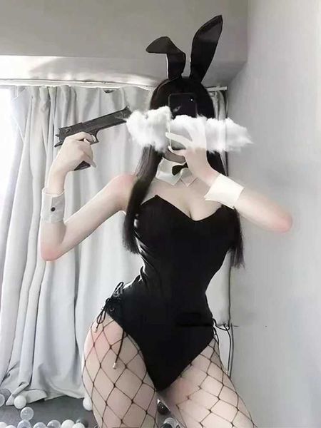 SEXY SET BUNNY COSPLAY COMPORT FEMMES BODYS SEXY Bodys Lingerie Kawaii Bunny Girl Pu Faux Leather Rabbit Costume Anime Ternits T240513