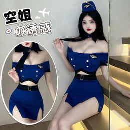 Sexy Set Cosplay Azafata Uniforme Sexy Porno Mujer Traje Adulto Mujer Lencería Traje Sexual Desire Girl Mujer Juego de rol 231214