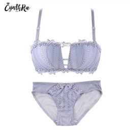 Ensemble sexy Cynthra Womens Underwear Lace Push up Up Sexy Sext Now-Slip Femmes Lingerie Set Girl Wireless Bra Set Breathable L2304