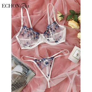 Sexy set echonight sexy dames ondergoedset erotische lingerie bloemen borduurwerk beha set kanten transparante vrouwelijke ondergoed set sexy dingen p230428