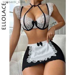 Ensemble sexy ellolace lingerie érotique tenue en dentelle jupe à volante