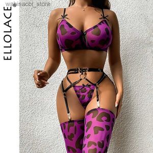 Ensemble sexy ellolace fine lingerie léopard avec stockage de sous-vêtements sexyporn longe de luxe en dentelle de luxe