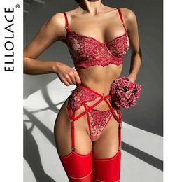 Set sexy ellolace lencería floral para mujeres finas traje de sexo caliente