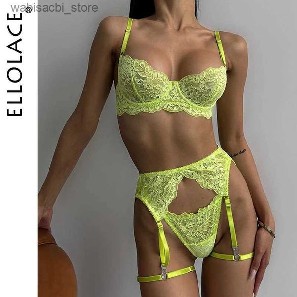 Ensemble sexy ellolace en dentelle lingerie de soutien-gorge sans couture combinaison de sexe féminin solide voir à travers une fille sexy attrayante bilizna set en sous-vêtements fantaisie l2447