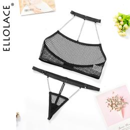 Sexy set Ellolace Lingerie Jaring Ikan Dengan Rantai Pakaian Dalam Porno Seksi Tubuh Wanita Telanjang Tanpa Sensor Intim Banci Tembus Pandang Pakaian 230427