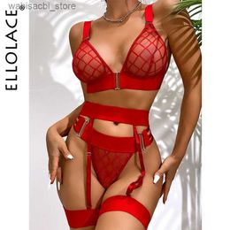 Ensemble sexy ellolace rhomboïde érotique lingerie sensuelle pure costumes exotiques transparent