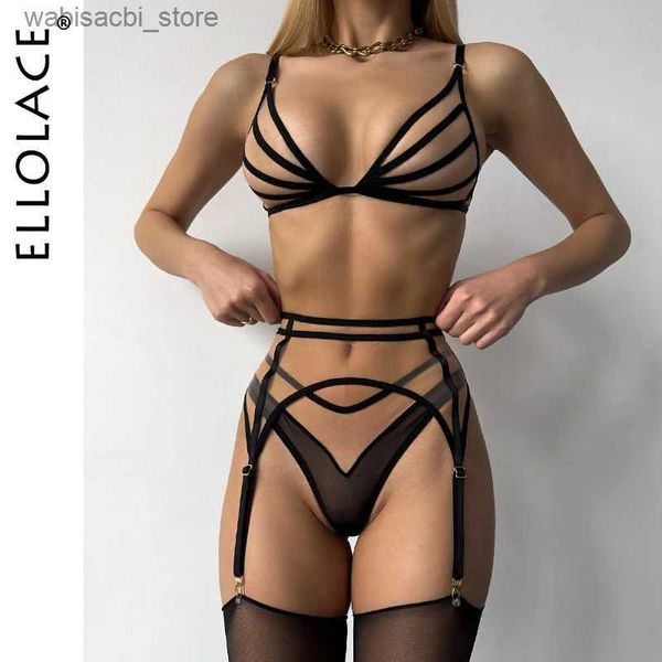 Ensemble sexy ellolace lingerie sensuelle nude sans couture voir à travers un soutien-gorge transparent transparent