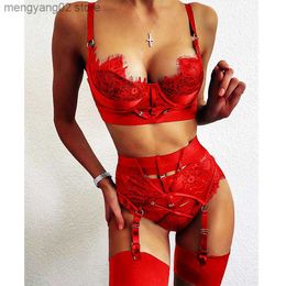 Sexy set Erotische Lingeries Set met Garter Belt Women Party Clud Cosplay komt Pak Bra Panty Sex Underwear Night Dress Sexy BabyDolls T230530