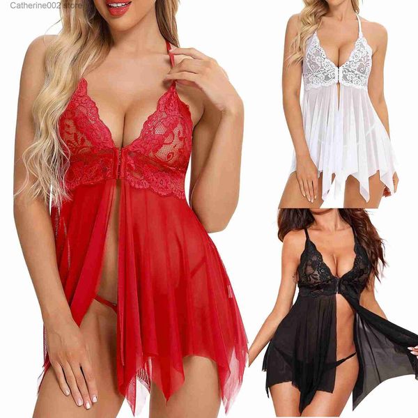 Conjunto sexy ropa interior femenina Conjunto de lencería sexy para mujer Lencería sexy Babydoll de encaje Chemise Camisón con volantes Ropa de dormir Lenceria Femenina T231027