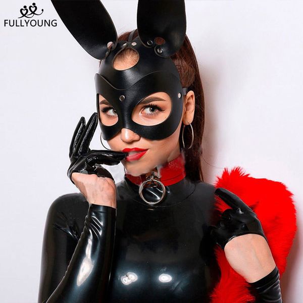 Sexy Set Fullyoung Cuir Masque Bunny Girl Cosplay Mascarade Érotique Halloween Carnaval Fête s Bdsm Bondage Jeux Fétiche 230411