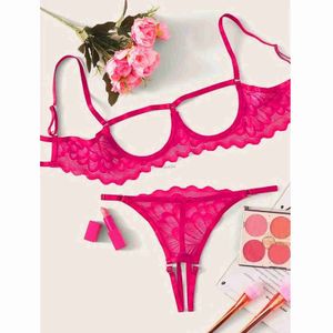 Seductive Lace Lingerie Set: Sultry Open Bra, Crotchless Teddy, and G-String Thong