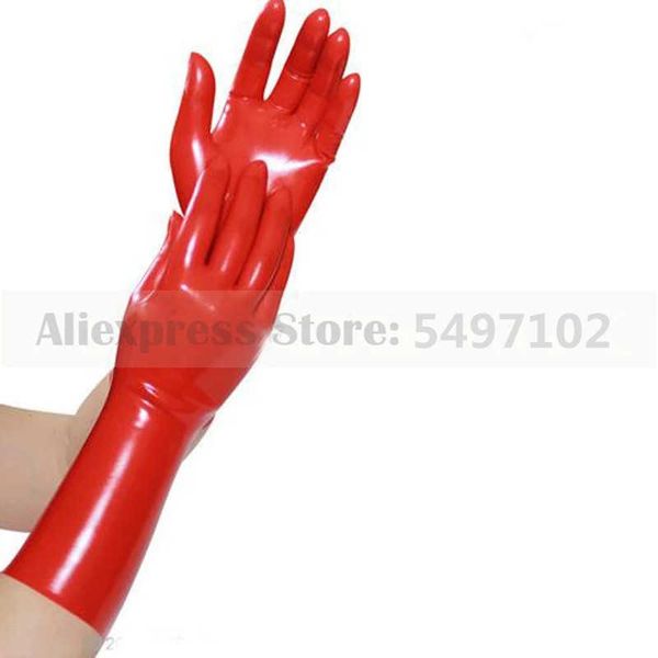 Conjunto sexy Venta caliente Sexy Color rojo Sin costuras Sólido Negro Caucho Látex Fetiche Guantes cortosHKD230703