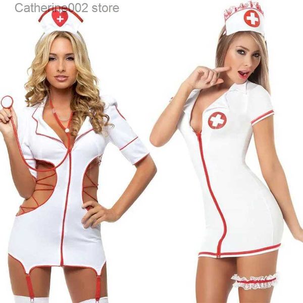 Ensemble sexy Lingerie sexy chaude Jarretière Infirmière Vient Uniforme de jeu de rôle porno Vêtements érotiques Bas Femmes Cosplay Robe Sexe Dames Bikini Ensemble T2310