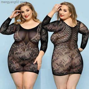 Sexy Set JSY Sexy Bodysuit Lace Lingerie Sheer Sexy Bodystockings Transparante Plus Size vrouwen Ondergoed Erotische Catsuit Lingerie Komen T230531