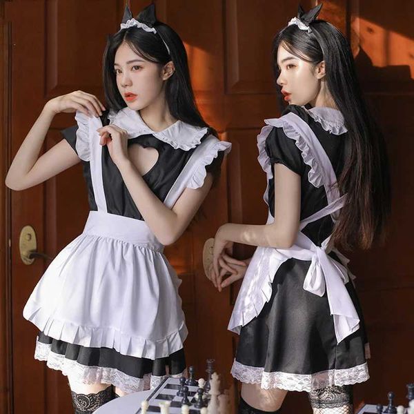 Set sexy lencería exótica anime japonés jugando dulce clásico clásico lolita delantal de delantal de delantal vestido sexy Q240511