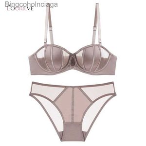 Conjunto sexy Logirlve Color sólido Superficie lisa Sujetador Push Up Cómodo Conjunto de sujetador de copa 3/4 Lencería sexy para mujer Marca Ropa interior fina SetL231101