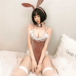 Exposition de mangas sexy set kawaii jeu de rôle lapin vêtements sous-vêtements artificiels matériaux en cuir femme adulte ajustement serré Q2405111