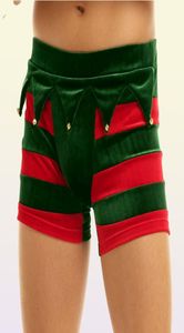 Sexe Set Men Sous-vêtements de Noël Struité Velvet Penis Pouch Boxer Shorts Elf Cosplay Festival Rave Rave Fancy Costume Noël