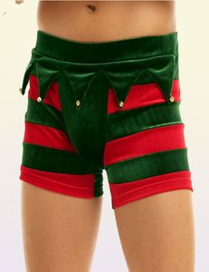 Sexe Set Men Christmas Underwear Striped Velvet Penis Pouch Boxer Shorts Elf Cosplay Fête Festival Rave Rave Fancy Costume Noël
