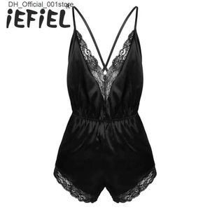 Sexe Set Mens Underwear Jumps Cuit ajusté Spaghetti Spaghetti STRAP LACE TRING Satin V-col