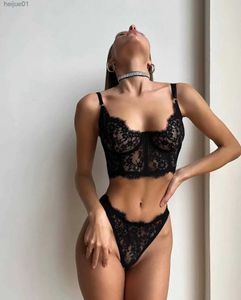 Sexy set nieuwe romantische Valentijnsdag wimper kant bralette string set met open rug transparant bloemen strak passend korset voor sexy lingerie dameskleding C24325