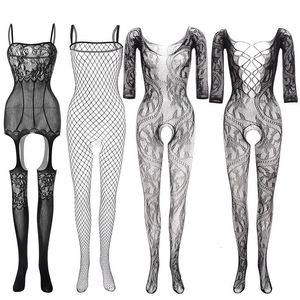 Sexy Set Ouvert Entrejambe Bodystockings Erotique Transparent Sexy Lingerie Avec Dentelle Collants Nylon Plus La Taille Imprimer Bas Résille 230818