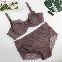 Sexy Set Parifairy Floral Lace Ultra Mince Soutien-Gorge Et Culotte Grande Taille Sous-Vêtements Lingerie Femmes Soutiens-Gorge D Cup 38-48 XL-6XL Y2302