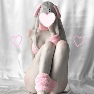 Sexy set roze konijnen bikini erotische outfit voor vrouw bh t zichietje kawaii bunny girl uniform anime cosplay kostuum ddlg baby 230411