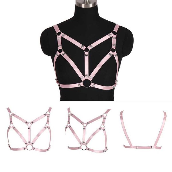 Sexy Set Rivet Accessoires Élastique Bondage Tops Cage Soutien-Gorge Lingerie Sexy Harnais Femmes Exotique Vient Halloween Rave Style Gothique Fétiche P230428