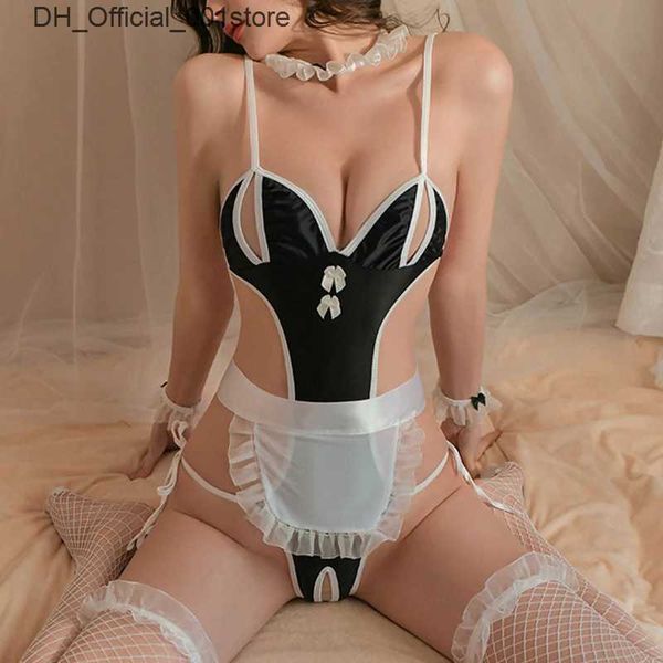 Sexy set role joues érotique disfraz petit chat uniforme bowknot ouverte soutien-gorge chaude entrejambe le costume de cosplay le plus sexy pour les femmes Q240426