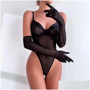 Set sexy SEUW097 Push Up Cup Bra Teddy One Piece Lingerie Porno ERÓTICA Y O Diseñador Mesh Sleepwear con guantes Drop entrega Salud B otfys