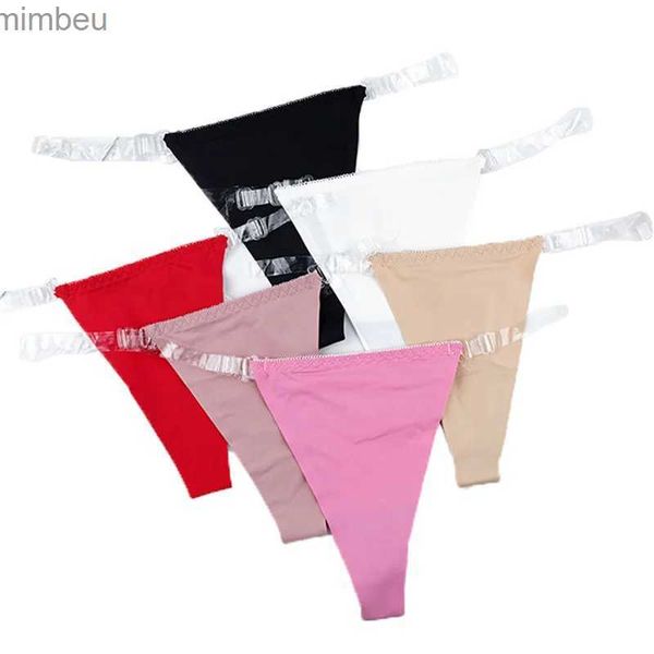 Conjunto sexy Bragas atractivas para mujeres Nylon Transparente Correa Trim Tanga G-string InvisibleUnderwear Mujer T-back Lady Bikini UnderpantsL240122