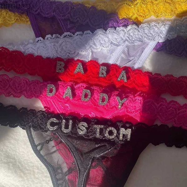 Set sexy set sexy ropa interior personalizada letras de cristal personalizadas joyas de cintura joya sexy bikini g-string panty girlfriend regalo c240410