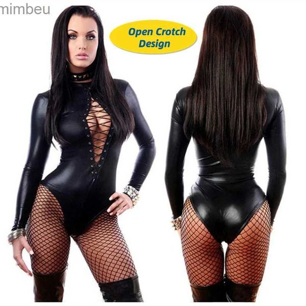 Ensemble sexy set sexy érotique sexy latex bondage bodySuit sexi teddy lingerie femmes exposant exposant vêtements de combinaison en cuir robe pour sexe c240410