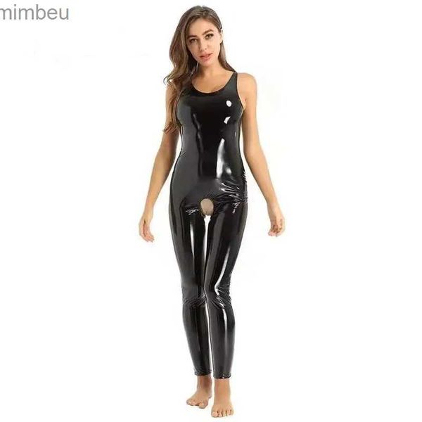 Ensemble sexy ensemble sexy lingerie en cuir à entrejambe ouvert sexy pour les femmes érotiques sous l'entrejambe bodys de forme brillante